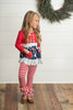 Kids Christmas Holiday Candy Cane Stripe Ruffle Pocket Boutique Outfit