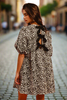 Leopard Print Denim Dress with Bow Back – BiBi Boutique Style
