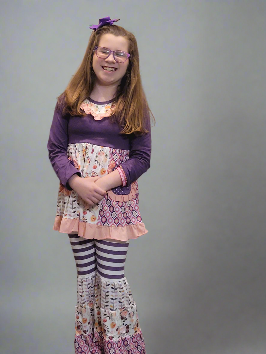 Purple Floral Bliss Long Sleeve Outfit