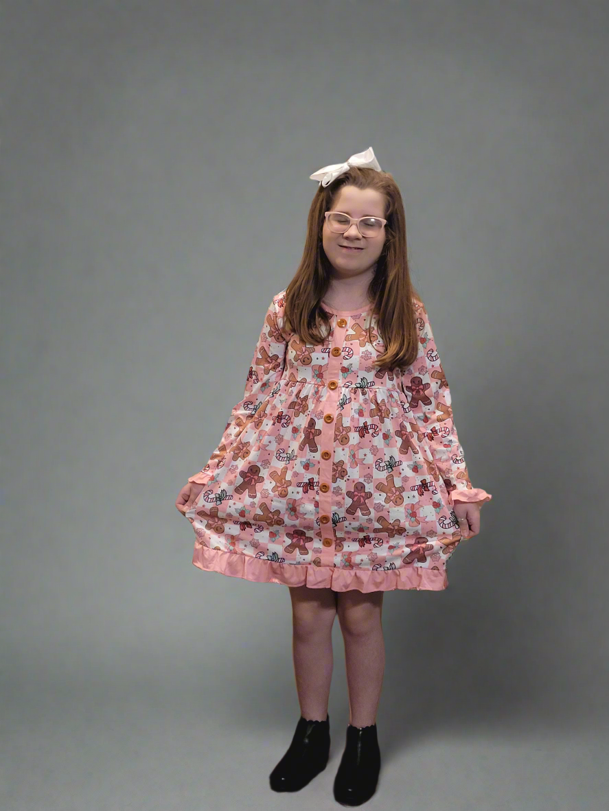 Gingerbread and Candy Canes Dress Girls Boutique
