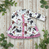 Flowery Cow Day Long Sleeve Dress