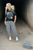 Round The Track Checkered Joggers – Black & White Streetwear Pants by Sterling Kreek
