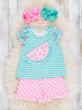 Watermelon Gingham Ruffle Outfit by Marie Nicole Clothing