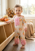 Pink Pumpkin Ruffle Romper- Baby Girl Fall Outfit Heirloom pumpkin outfit