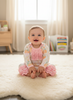 Pink Pumpkin Ruffle Romper- Baby Girl Fall Outfit Heirloom pumpkin outfit