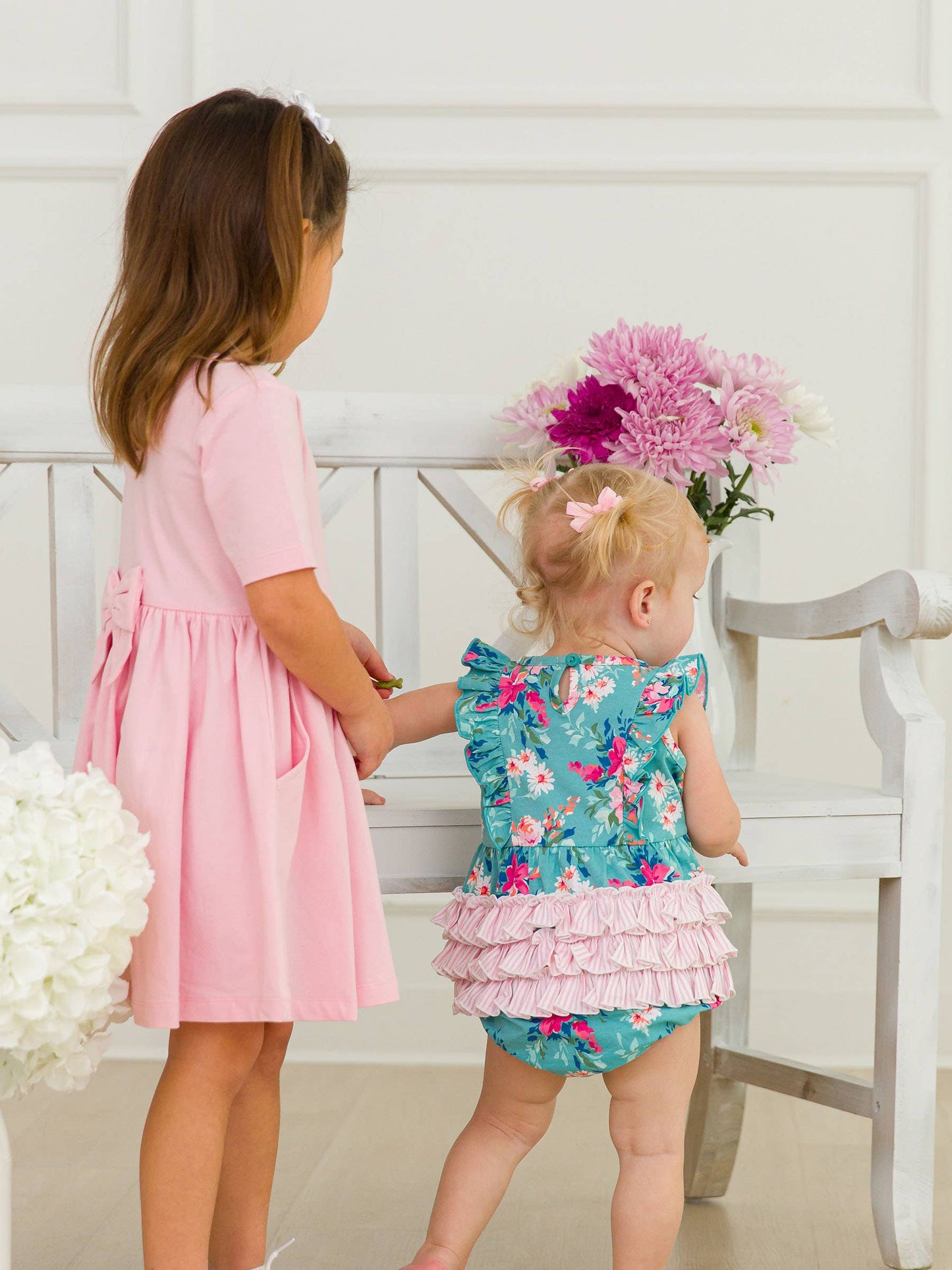 Baby Girls Fancy Me Floral Tank Waterfall Romper Ruffle Butts