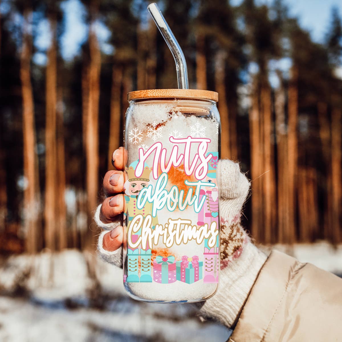 Christmas 17oz Glass Tumblers Collection – Tree Tops Glisten Glass Cups.