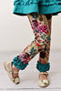 Kids Teal Plum Floral Ruffle Button Fall Two Piece Set Adorable Sweetness