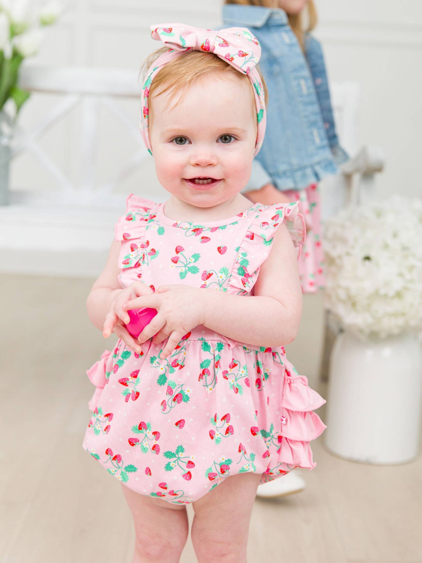 Ruffle Butts Baby Girls Sweet As Strawberries Tank Waterfall Romper