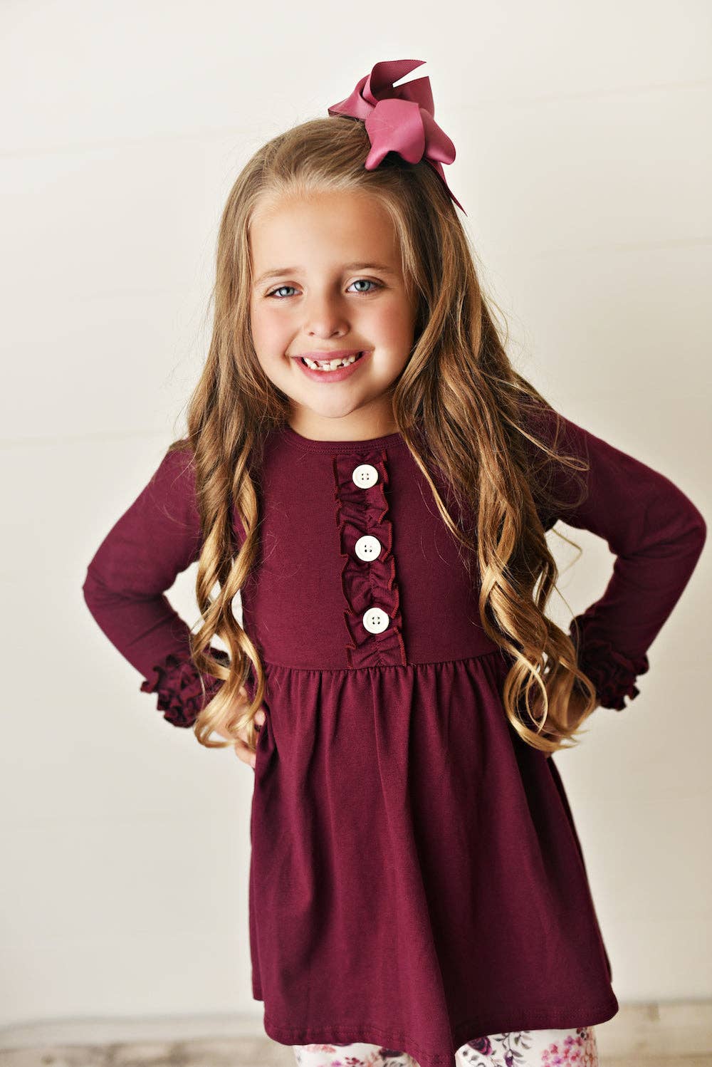 Adorable Sweetness- Dark Burgundy Floral Fall Girls Outfit