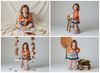 Harvest Bloom Girls Orange and Blue Pumpkin Long Sleeve Bell Bottom Boutique Outfit