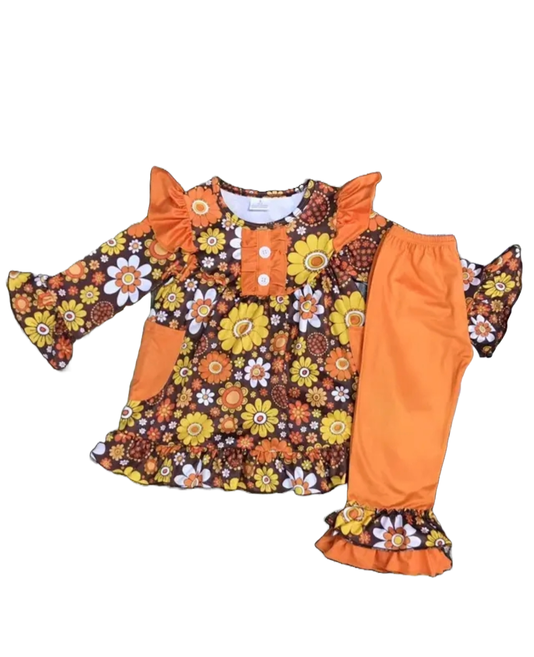 Hippie Floral Babydoll Long Sleeve Bell Bottom Outfit