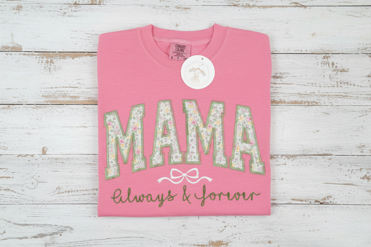 The Always & Forever Mama Floral Applique Tee"