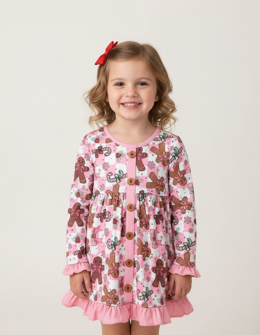 Gingerbread and Candy Canes Dress Girls Boutique