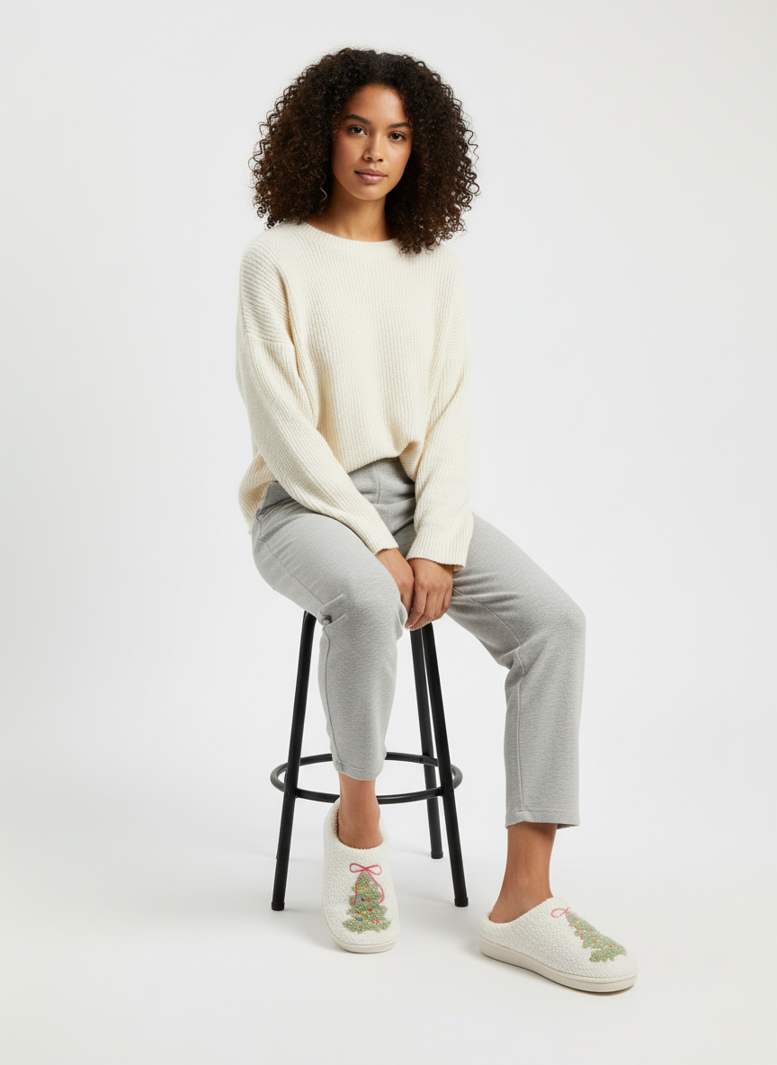 Christmas Tree Bedroom Shoes with bow embroidery - Small Beginnings Boutique