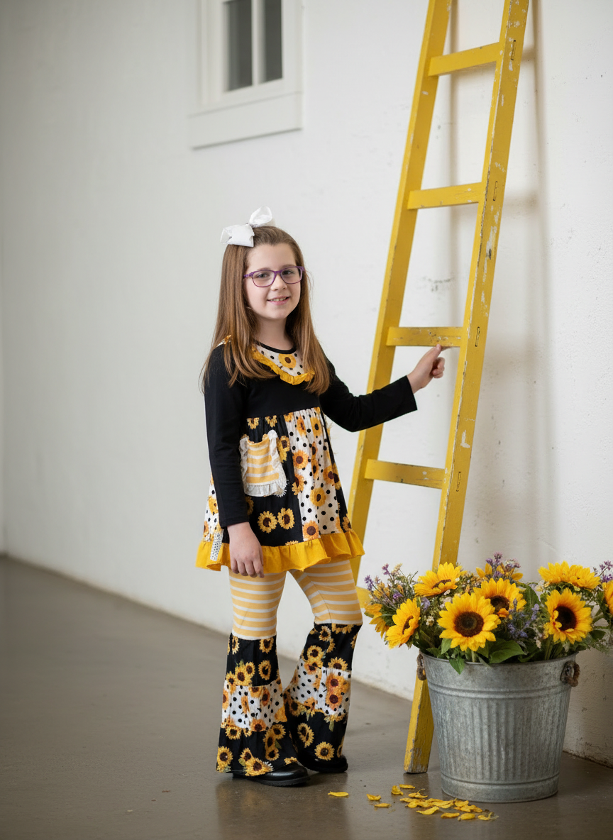 Sunflower Fields Girls Boutique Outfit- Fall Ready