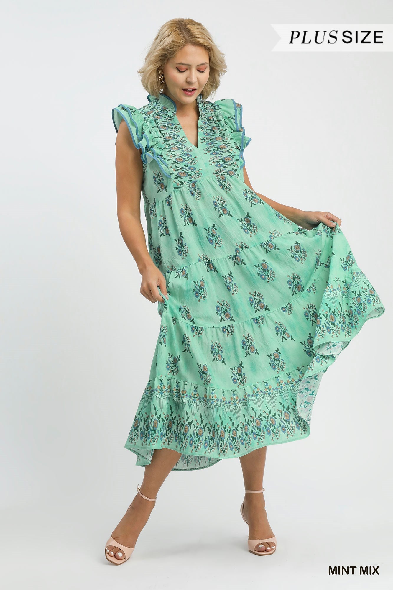 Flowy Mint Maxi with Ruffles Plus Size – Spring-Ready Style Umgee