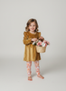 Girls Velour Babydoll Top and Floral Leggings 2-Piece Set - Golden Mustard