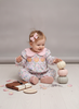 Baby Girl Floral Pumpkin Romper with Peter Pan Collar & Bow Details