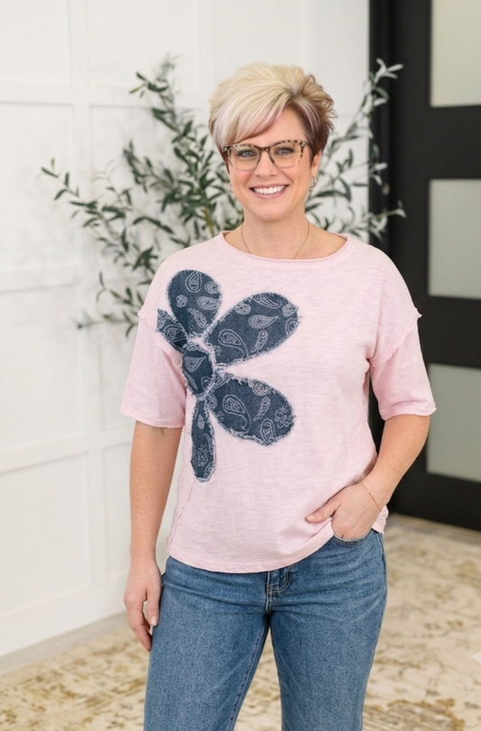 Paisley Floral Applique Top