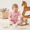 Sweet Meadow Pony Pink Floral Embroidered - Vintage Rocking Horse Romper