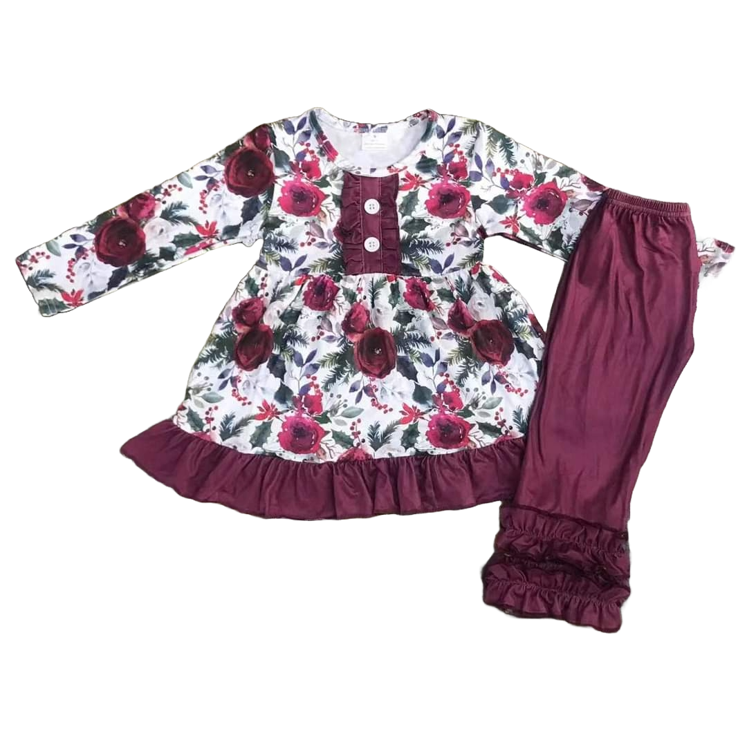 Maroon Rose Garden Outfit Long Sleeve