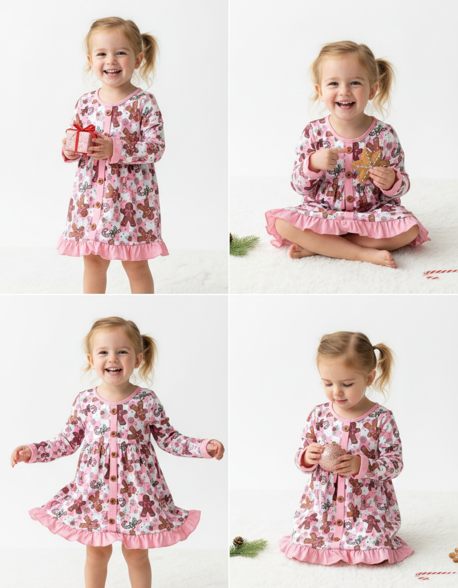 Gingerbread and Candy Canes Dress Girls Boutique