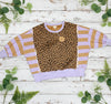 Leopard & Stripe Color Block Pullover – Lilac & Mustard | BIBI Top