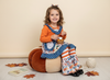 Harvest Bloom Girls Orange and Blue Pumpkin Long Sleeve Bell Bottom Boutique Outfit
