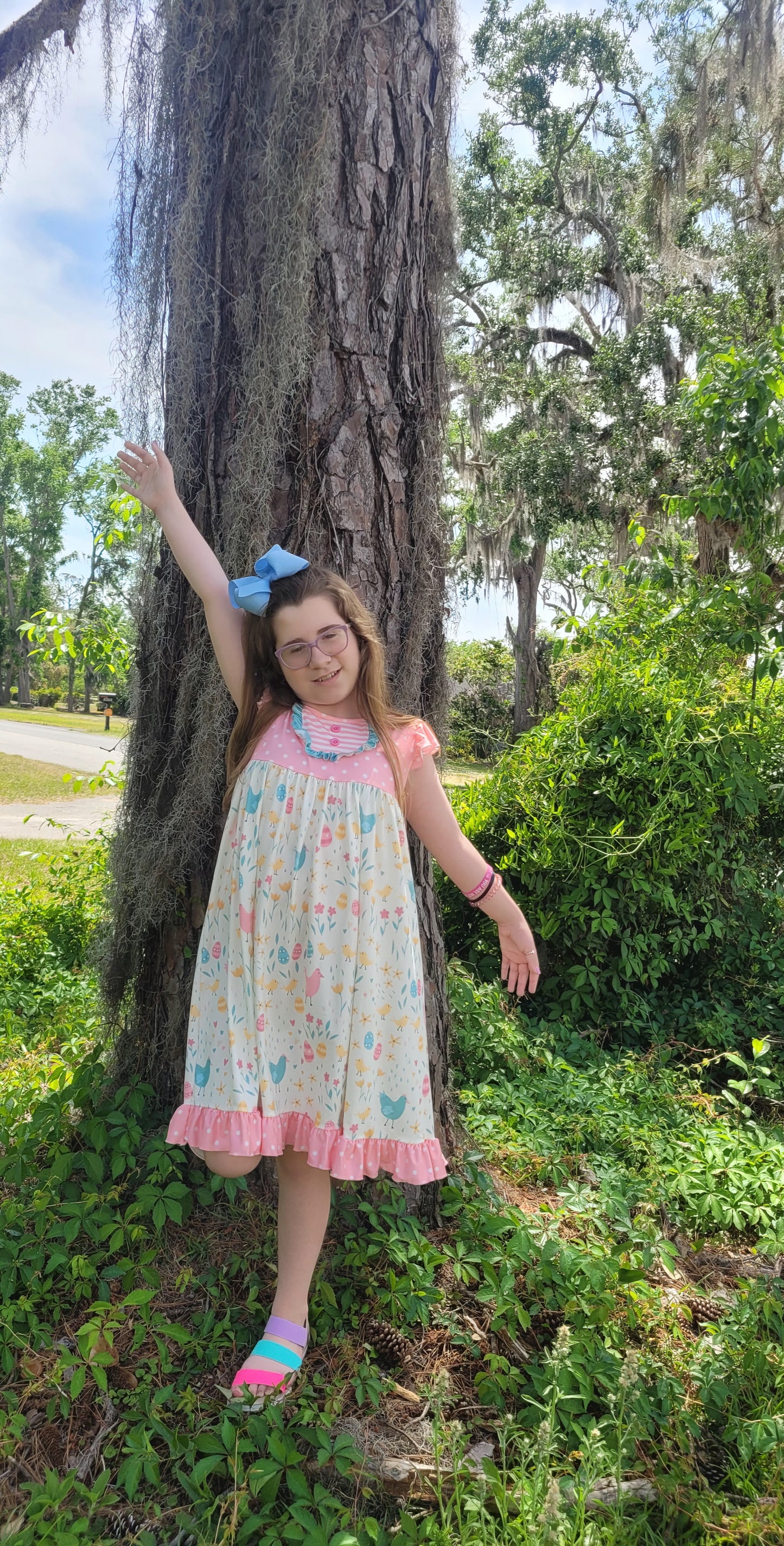 Chicken Egg Hunt Ruffle Dress
