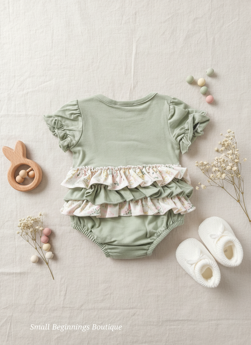 God is Good Floral Bow Bubble Romper