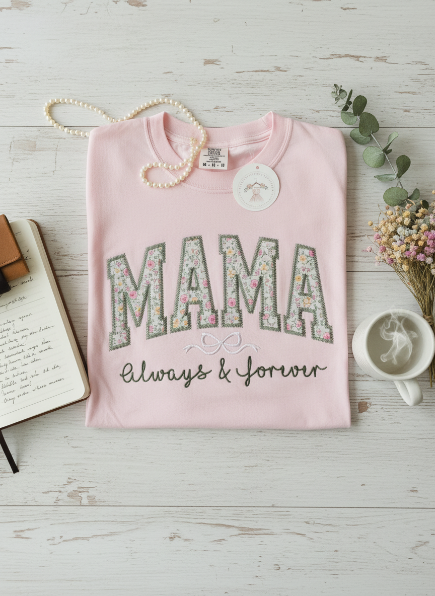 The Always & Forever Mama Floral Applique Tee"
