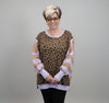 Leopard & Stripe Color Block Pullover – Lilac & Mustard | BIBI Top