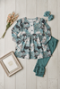 Adorable Sweetness Kids Sage Green Floral Tunic Top & Legging Pants Set