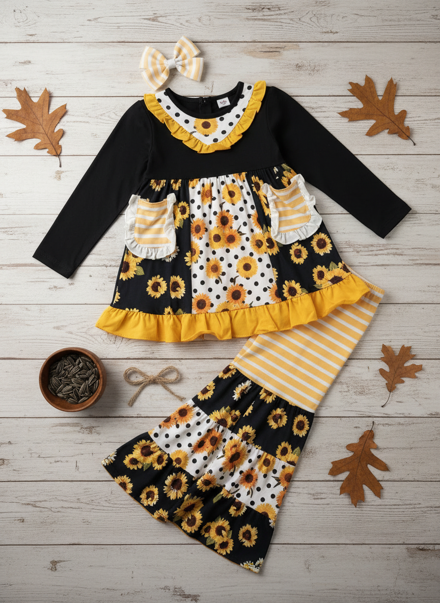 Sunflower Fields Girls Boutique Outfit- Fall Ready