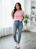 Pink MAMA Embroidered T-Shirt with Floral Appliqué - Mother's Day Gift