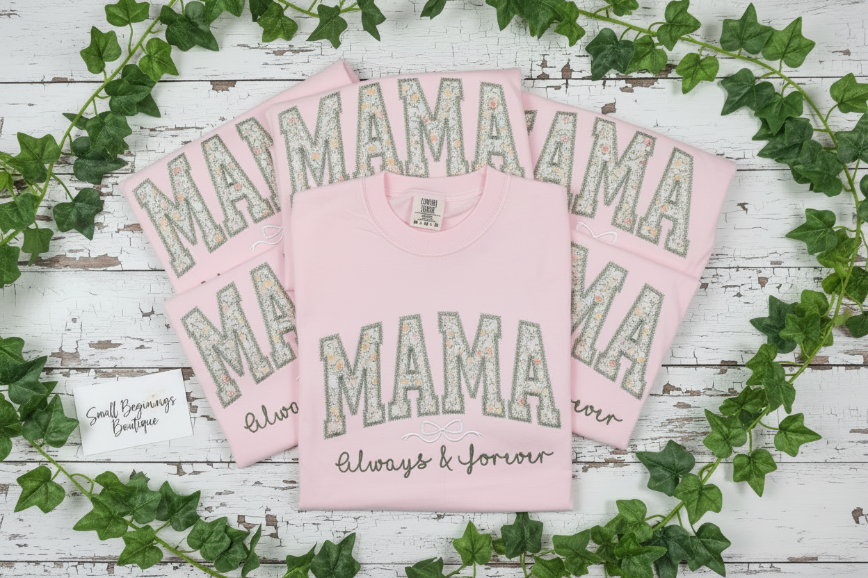 The Always & Forever Mama Floral Applique Tee"