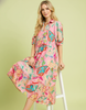 Mix Paisley Floral Print Midi Dress- Umgee