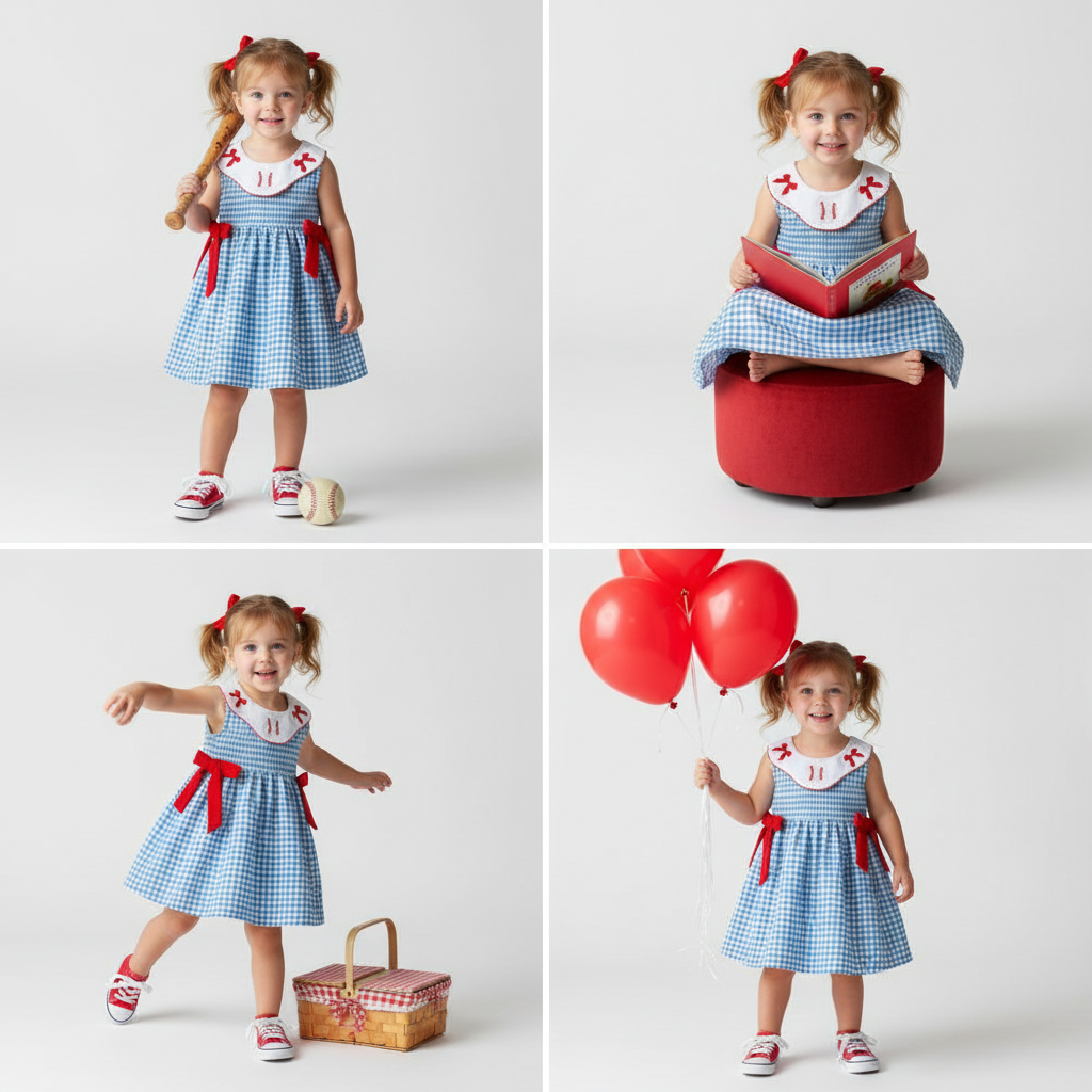 All-Star Sweetheart Baseball Gingham Dress