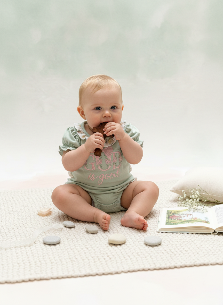 God is Good Floral Bow Bubble Romper
